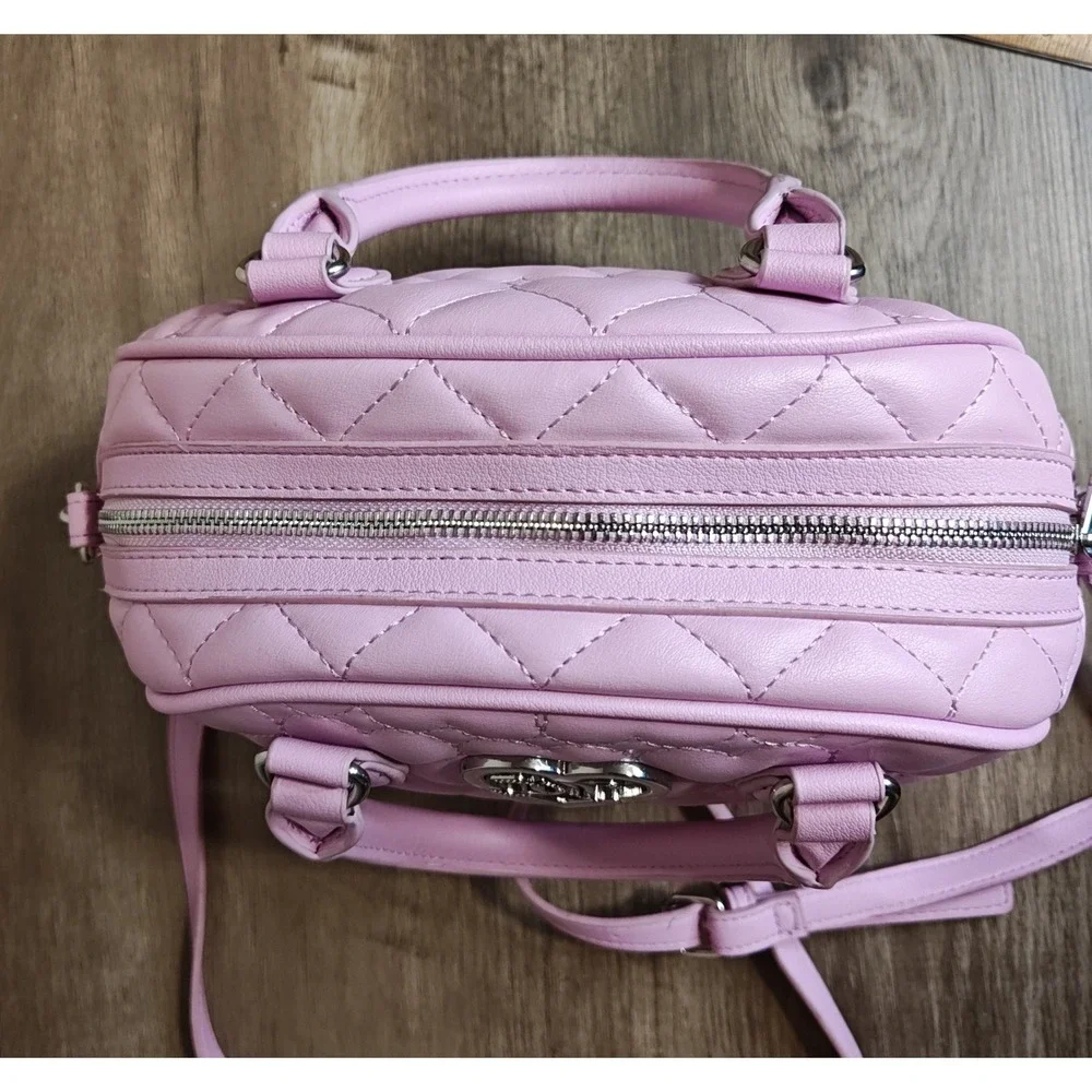 Juicy Couture‎ Satchel Women Small Pink Heart Quilted Crossbody Bag Domed Purse